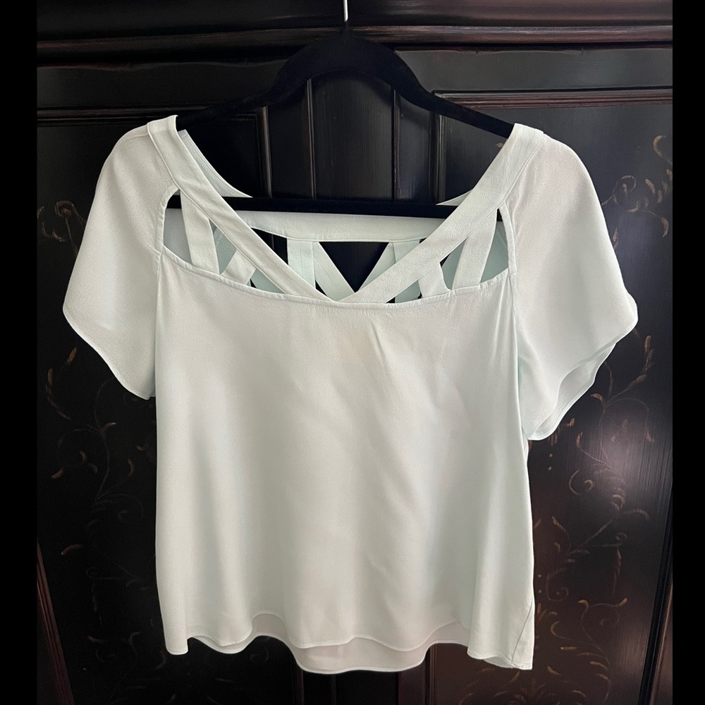 MAEVE By ANTHROPOLOGIE Baby Pale Blue 100% Rayon Criss-Cross Blouse - Size 8